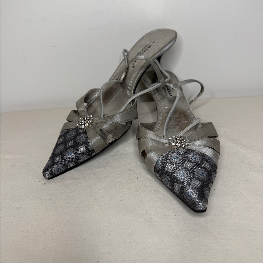 A. Marinelli Silver and Blue Heels